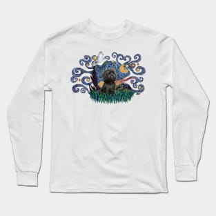 Adorable Black Shih Tzu in Starry Night (inspired by) Long Sleeve T-Shirt